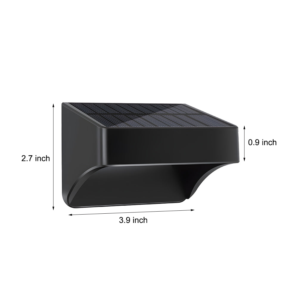 Technical specification diagram displaying dimensions and measurements for compact LED wall pack fixture