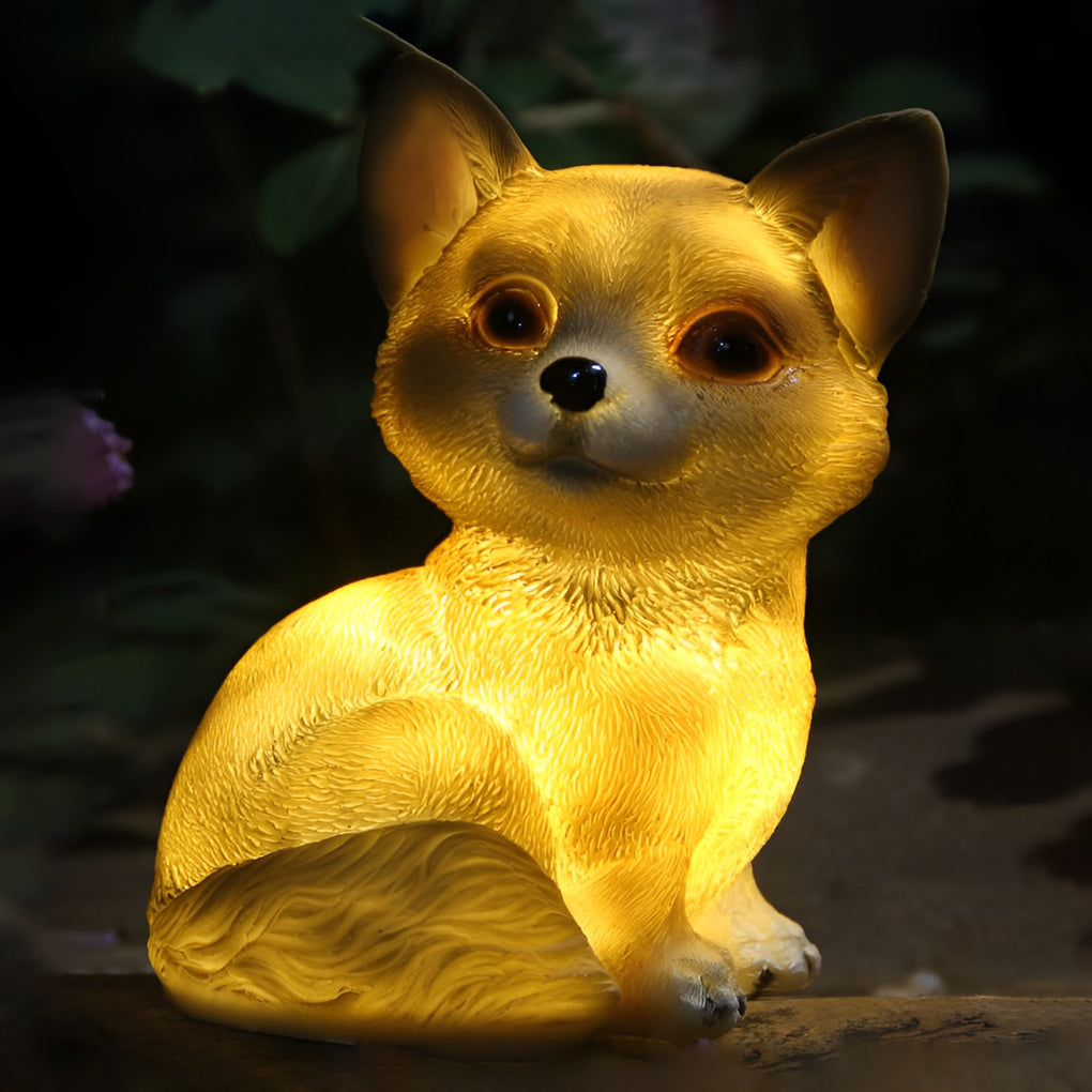 Resin Small Animal Dog Rabbit Snails Owl LED Modern Solar Lights Garden Lamp - Dazuma