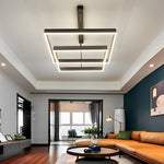 3 Layers Square Stepless Dimming LED Black Modern Chandelier with Remote Control - Lamp Outdoor