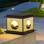 Retro Mountain Scenery LED Waterproof Black Modern Solar Pillar Lamp - Dazuma