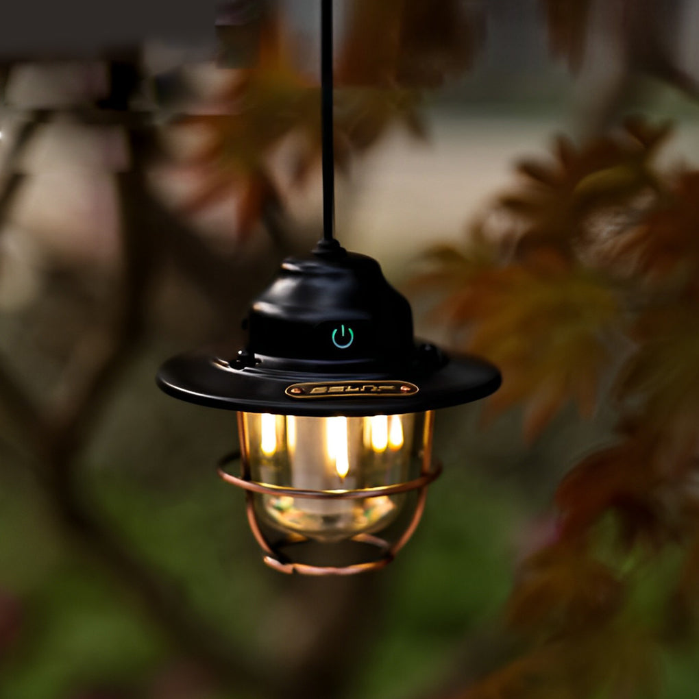 Round LED Waterproof USB Rechargeable Retro Outdoor Light Camping Lamp - Dazuma