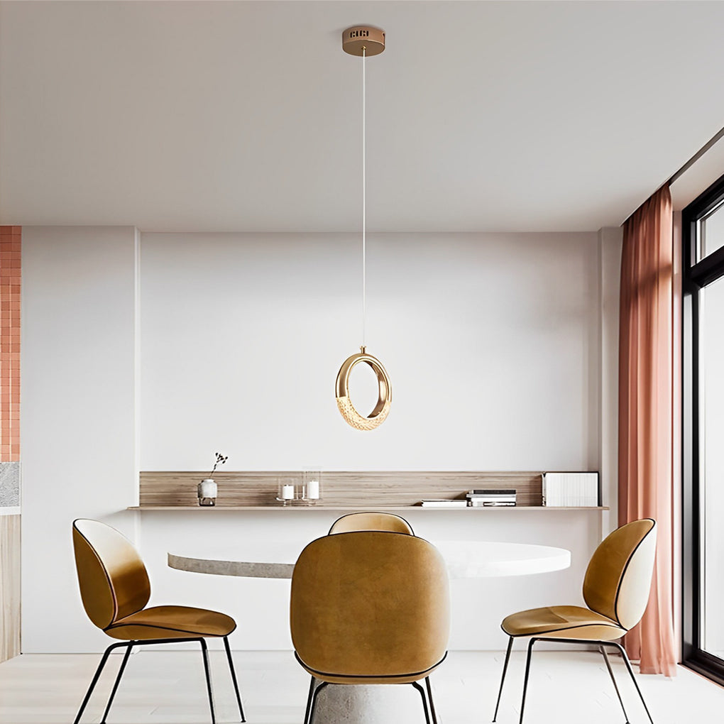 Ring Shaped LED Electroplated Metal Modern Pendant Light Hanging Lamp - Lamp Outdoor