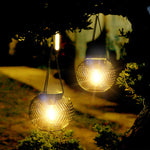 Metal Hollow Black Lantern Pendant Light Solar-Powered - Lamp Outdoor