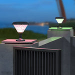 9-inch High Black Round LED Solar Post/Pier Light - Lamp Outdoor