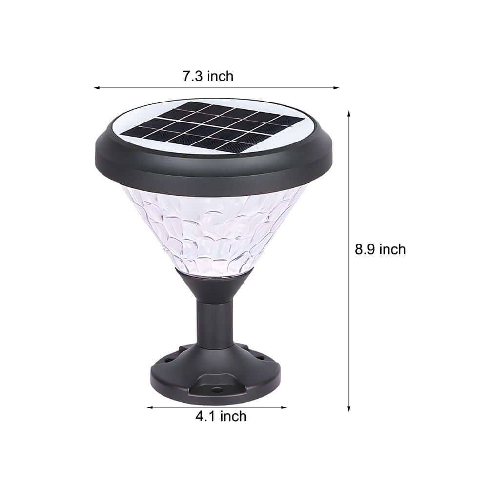9-inch High Black Round LED Solar Post/Pier Light - Lamp Outdoor