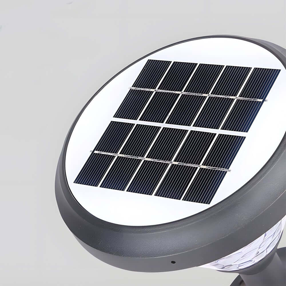9-inch High Black Round LED Solar Post/Pier Light - Lamp Outdoor