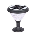 9-inch High Black Round LED Solar Post/Pier Light - Lamp Outdoor