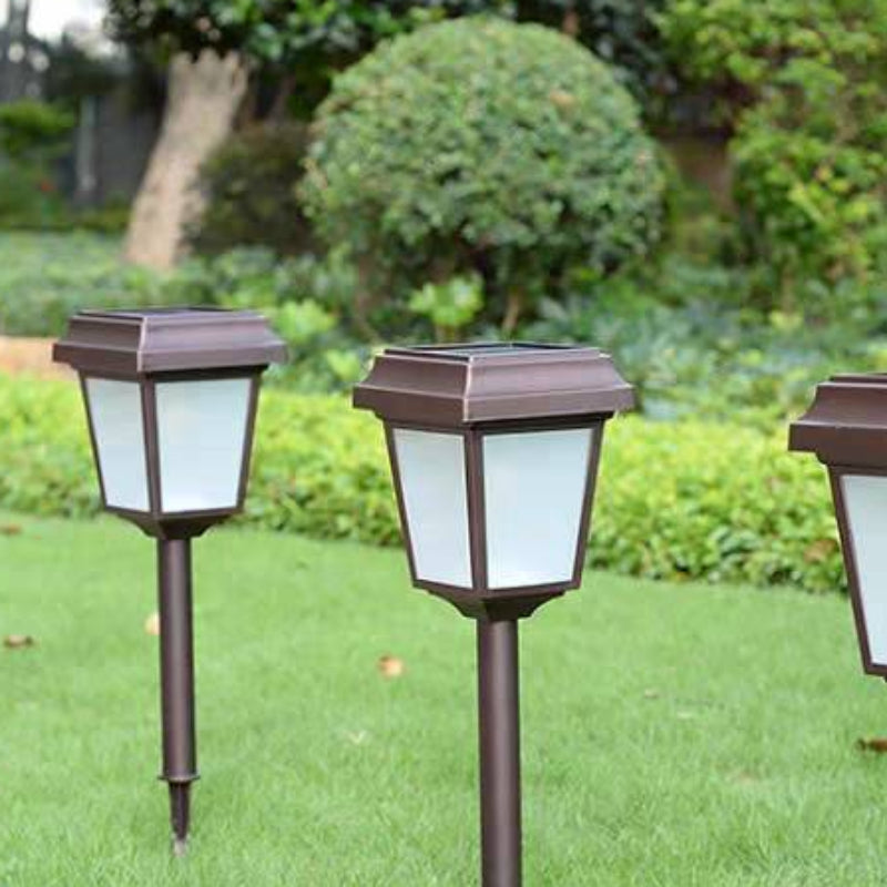 Ray Vintage Metal Lantern Shaped Solar Outdoor Bollard Light - Lamp Outdoor