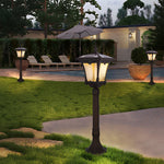 Ornate Top Vintage Solar LED Lawn Lamp in Elegant Coffee Gold Finish - Lamp Outdoor