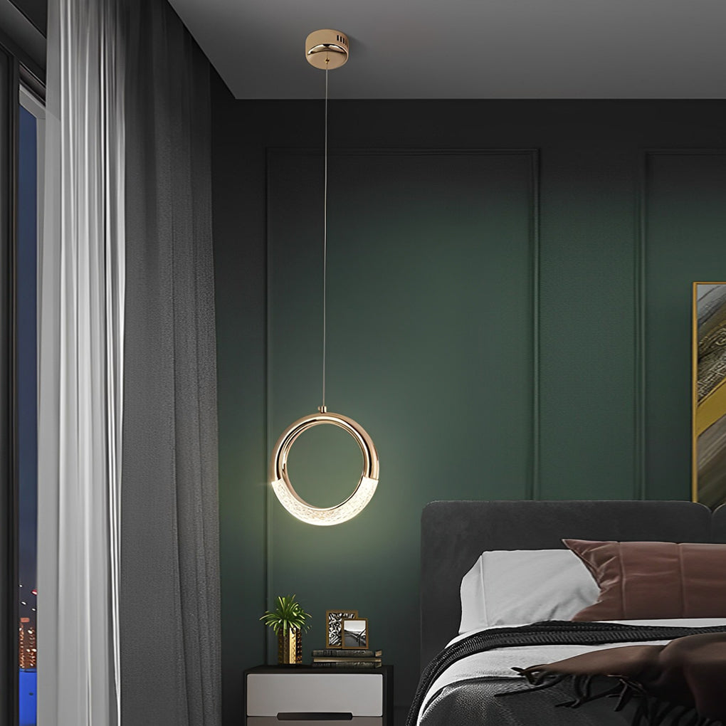 Ring Shaped LED Electroplated Metal Modern Pendant Light Hanging Lamp - Lamp Outdoor