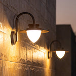 Technical specification diagram showing dimensions and measurements for outdoor light fixture