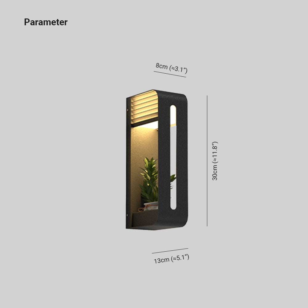 Ray Modern Rectangular Metal Acrylic Solar Outdoor Plants Pot Holder Wall Lamp - Lamp Outdoor