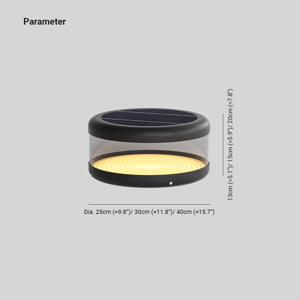 Ray Modern Cylinder Metal Solar Lamp Outdoor, Warm Light - Letslighting