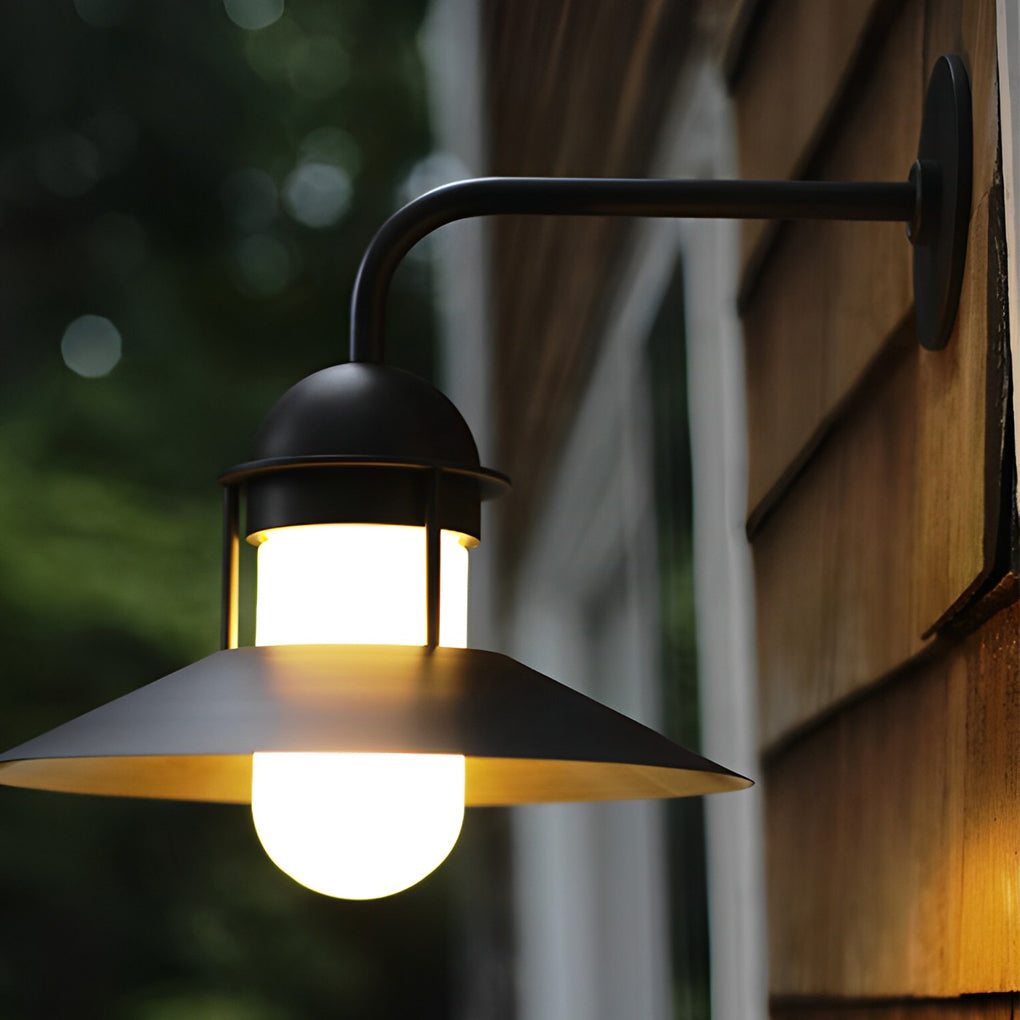 Antique Round Iron Glass Waterproof Black Retro Outdoor Wall Lights | Dazuma