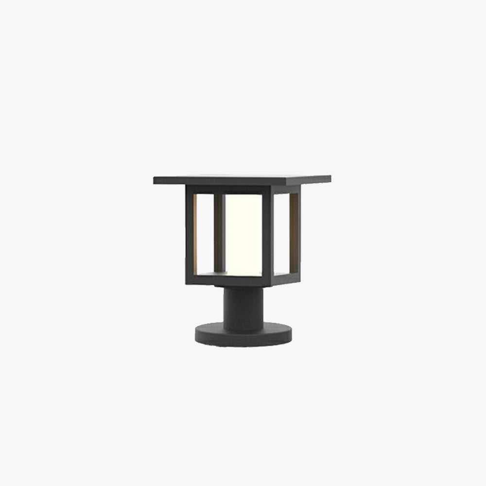 Ray Modern Metal Lantern Shaped Solar Outdoor Bollard Light - Lamp Outdoor