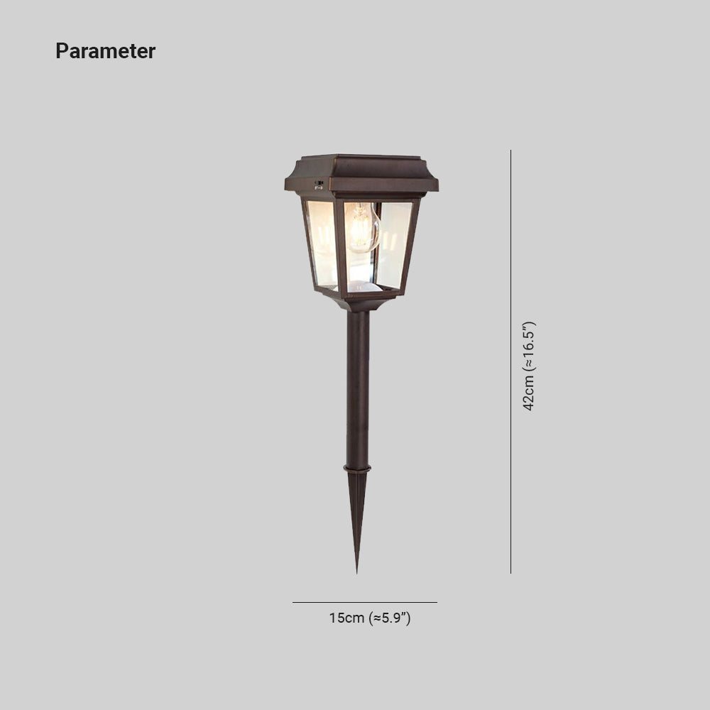 Ray Vintage Metal Lantern Shaped Solar Outdoor Bollard Light - Lamp Outdoor
