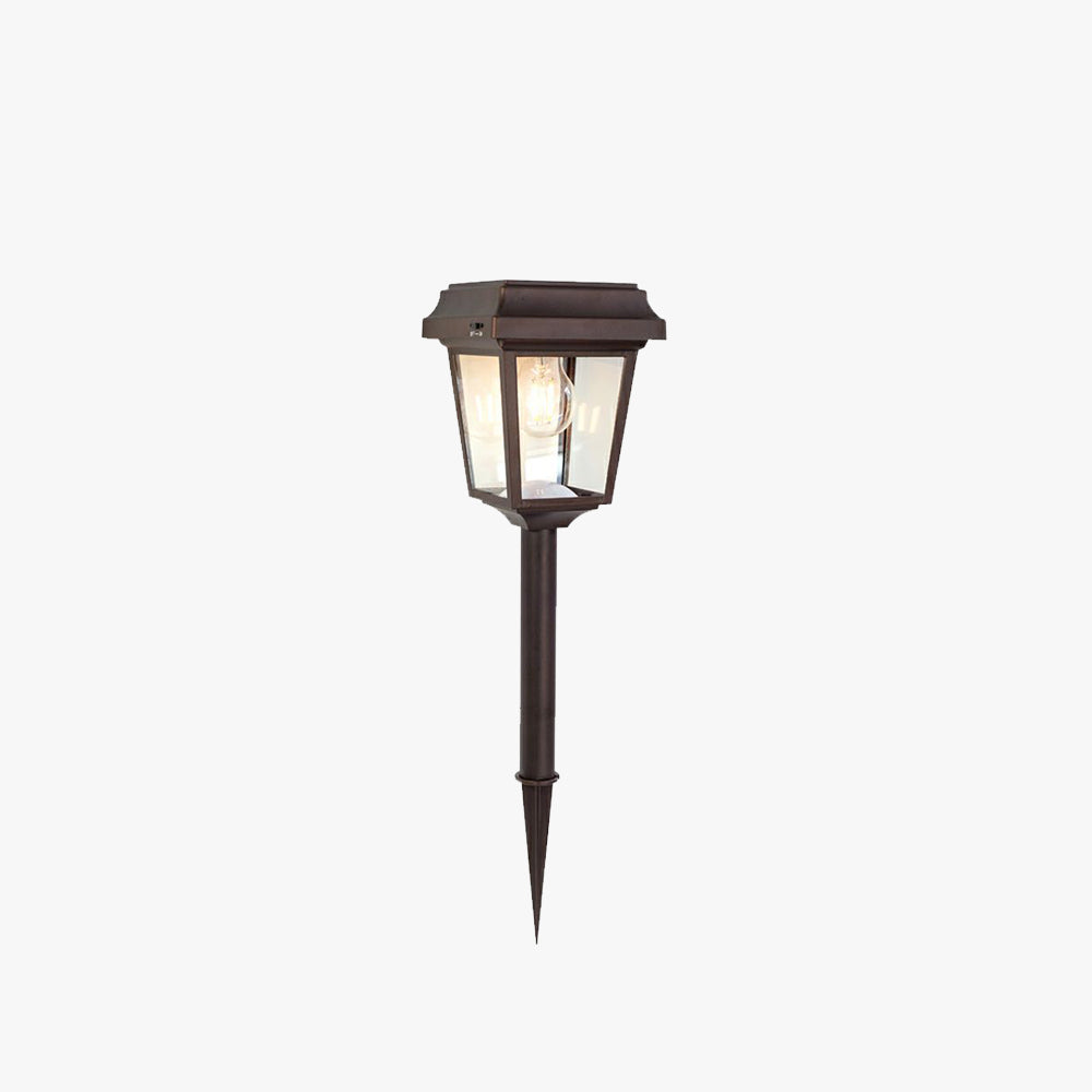 Ray Vintage Metal Lantern Shaped Solar Outdoor Bollard Light - Lamp Outdoor