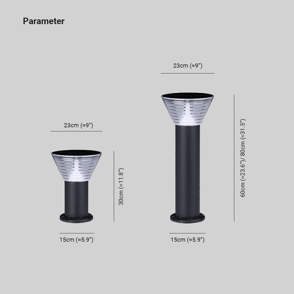 Ray Modern Metal Conical Solar Outdoor Bollard Light - Lamp Outdoor
