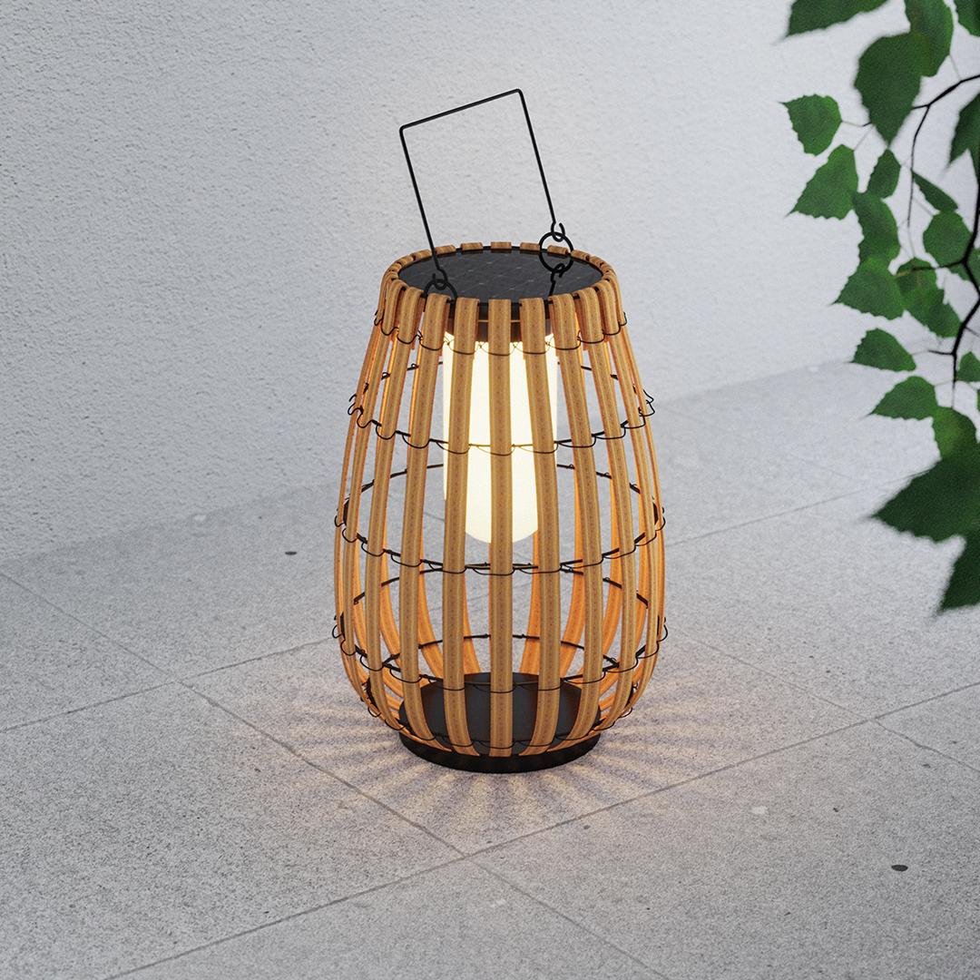 Rattan Portable Lantern Shaped LED Waterproof Solar Outdoor Lights