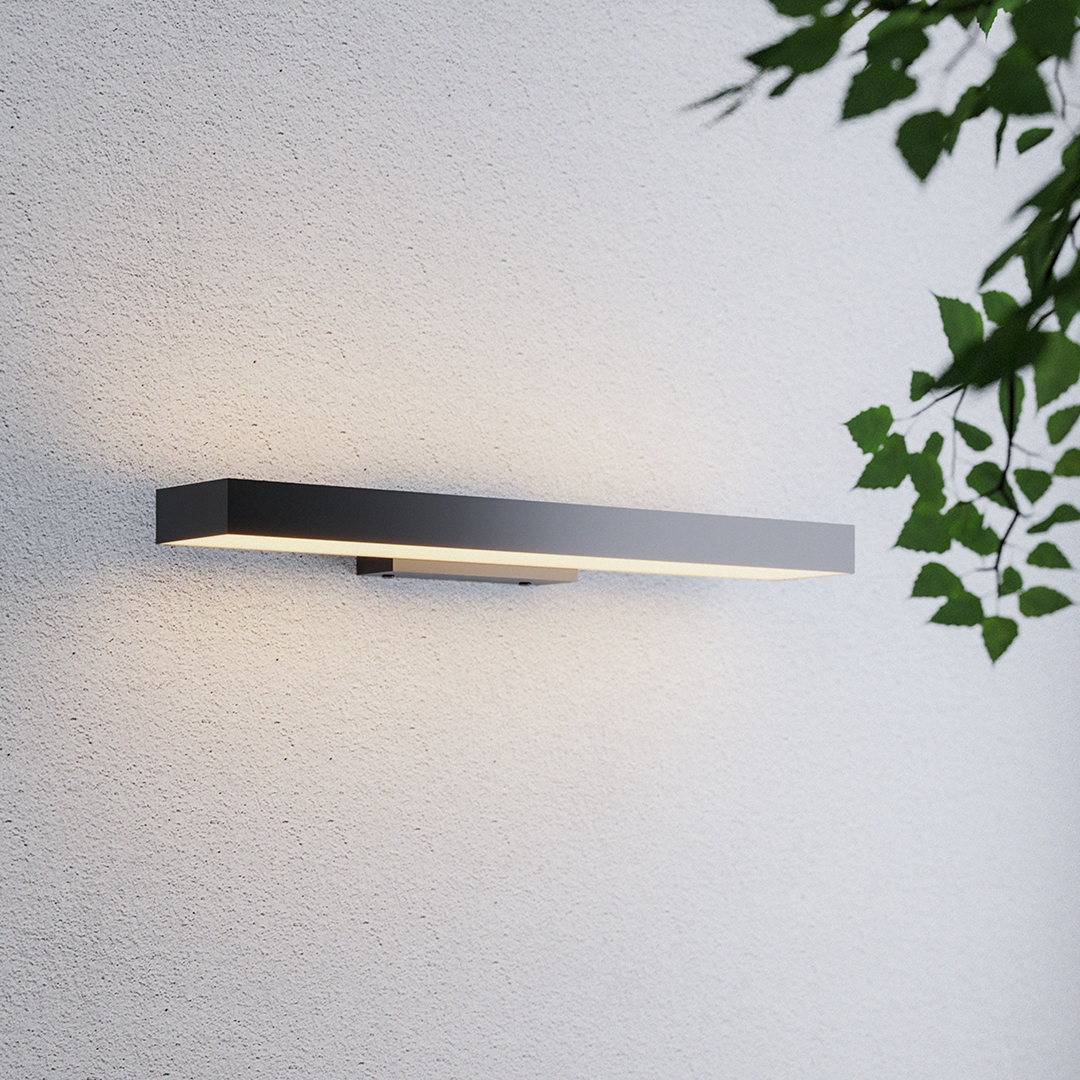 Outdoor Motion Sensor Black Rectangle Wall Light