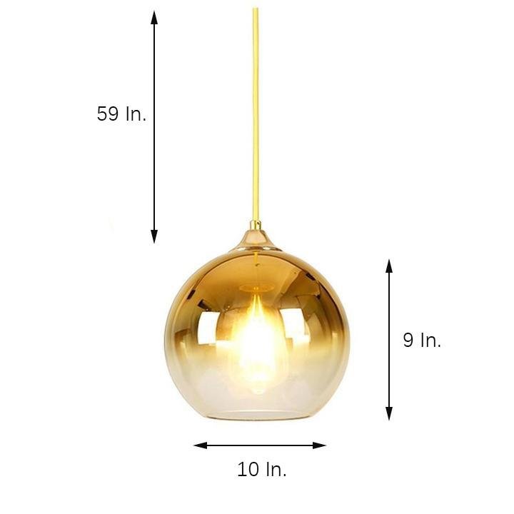 Gradient Color Glass Metal Globe Kitchen Island Pendant Lighting Ceiling Light - Lamp Outdoor