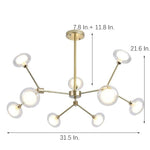 9-light Glass LED Nordic Sputnik Chandeliers Hanging Ceiling Lights - Lamp Outdoor
