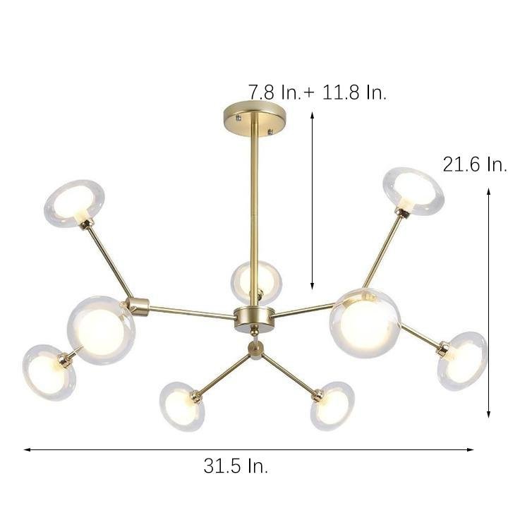9-light Glass LED Nordic Sputnik Chandeliers Hanging Ceiling Lights - Lamp Outdoor