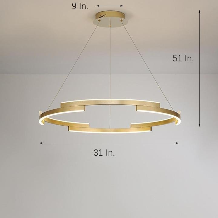 Interlocking Round Gold Chandelier for Living Room - Lamp Outdoor