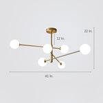 6-light Sputnik LED Electroplated Glass Gold Modern Chandeliers Ceiling Lights - Lamp Outdoor