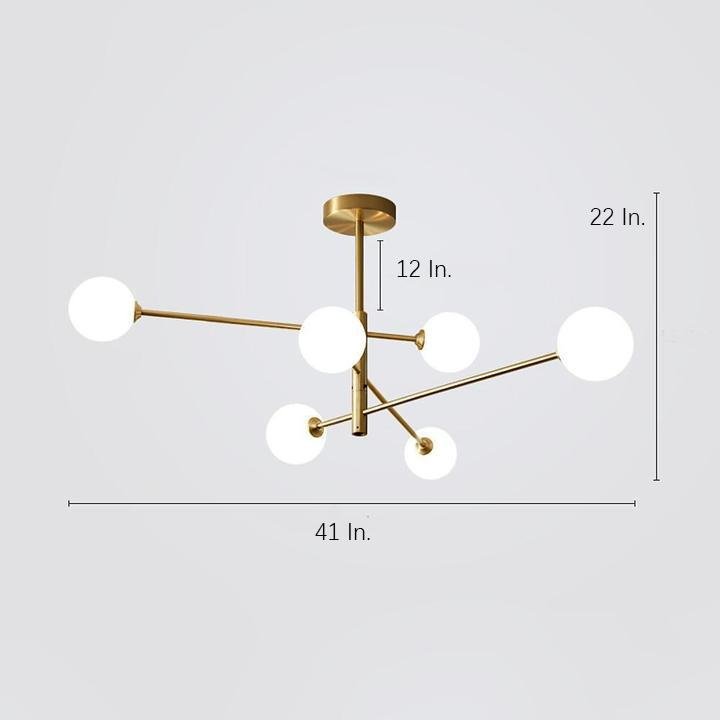 6-light Sputnik LED Electroplated Glass Gold Modern Chandeliers Ceiling Lights - Lamp Outdoor