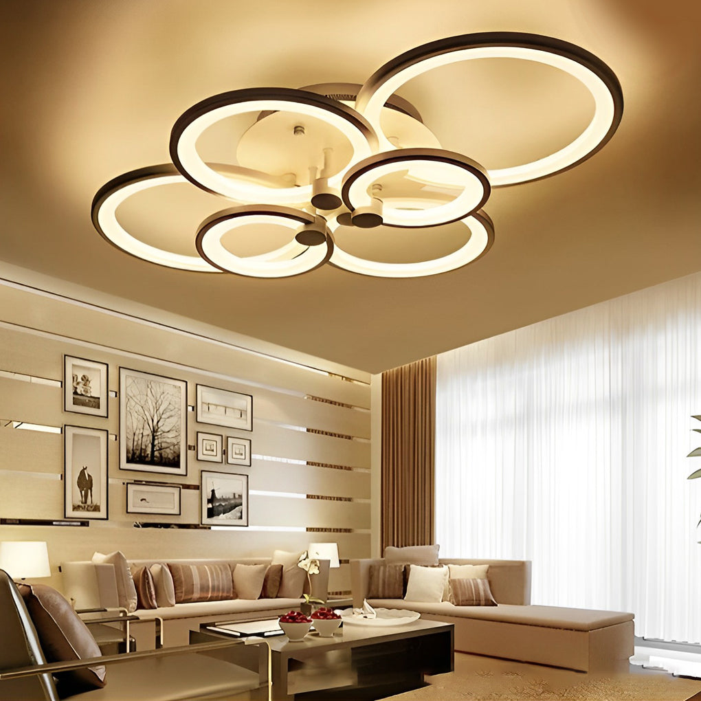 Elegant Semi Flush Mount Ceiling Lights with Unique Overlapping Rings - Lamp Outdoor