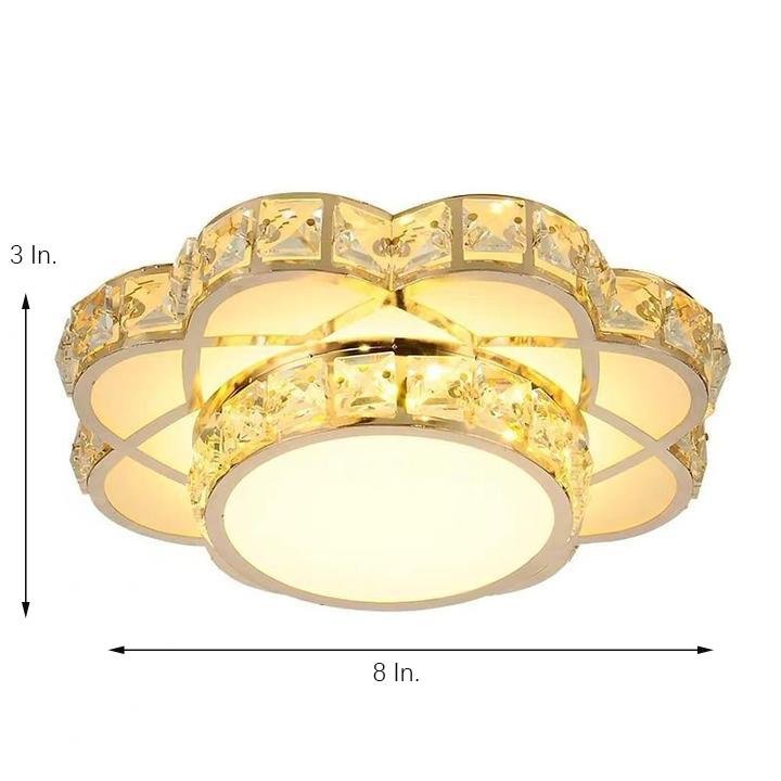 Flower Effect Metal Crystal LED Flush Mount Ceiling Light for Hallway Entryway Lighting - Lamp Outdoor