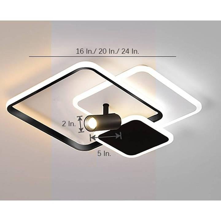 3 Square Metal LED Flush Mount Ceiling Light for Bedroom - Lamp Outdoor
