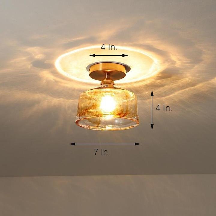 Creative Glass Lantern LED Electroplated Nordic Semi-Flush Mount Ceiling Lighting - Lamp Outdoor