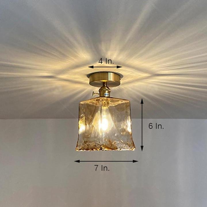 Creative Glass Lantern LED Electroplated Nordic Semi-Flush Mount Ceiling Lighting - Lamp Outdoor