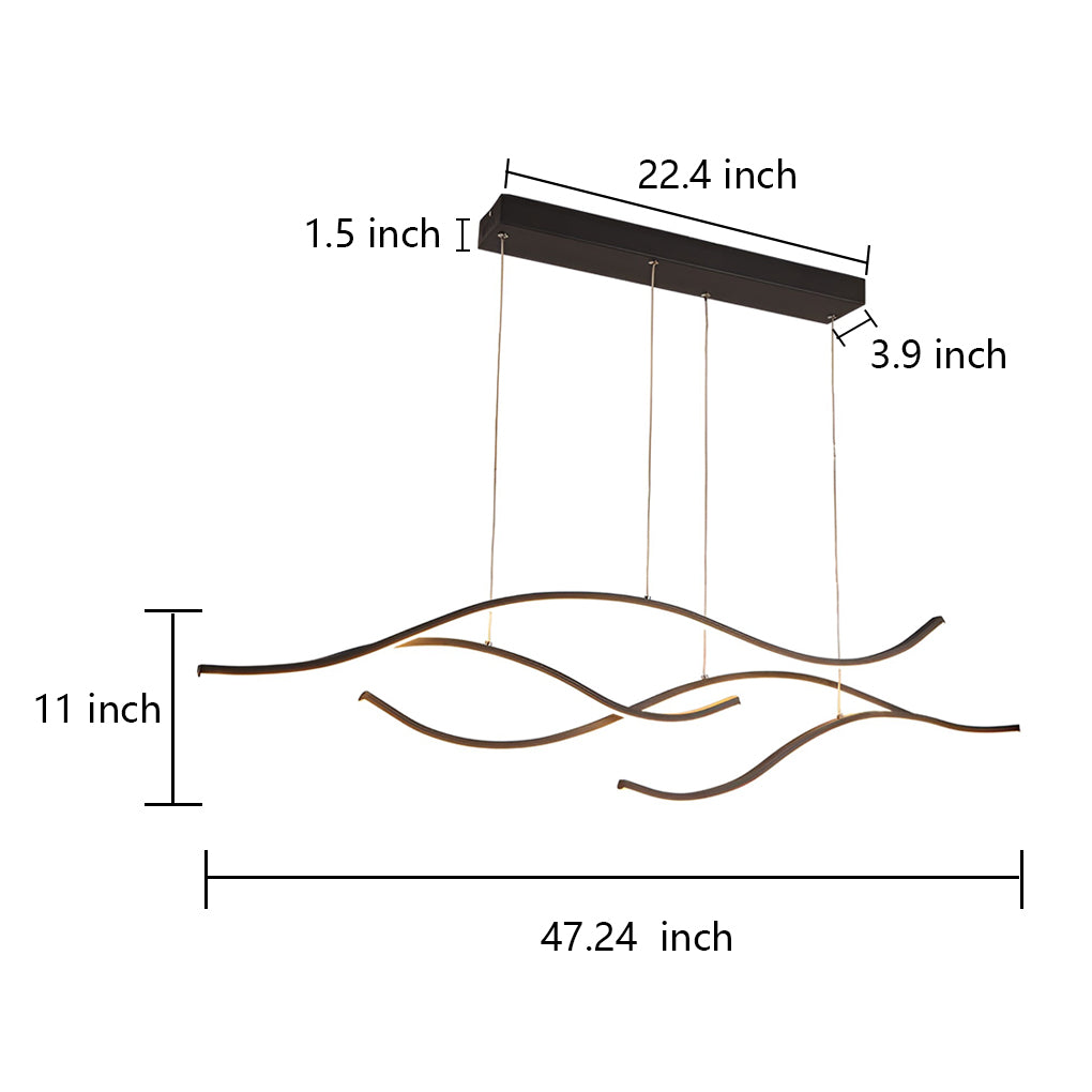 Wave Linear Hanging Branch Chandelier LED Island Ceiling Lights - Lamp Outdoor