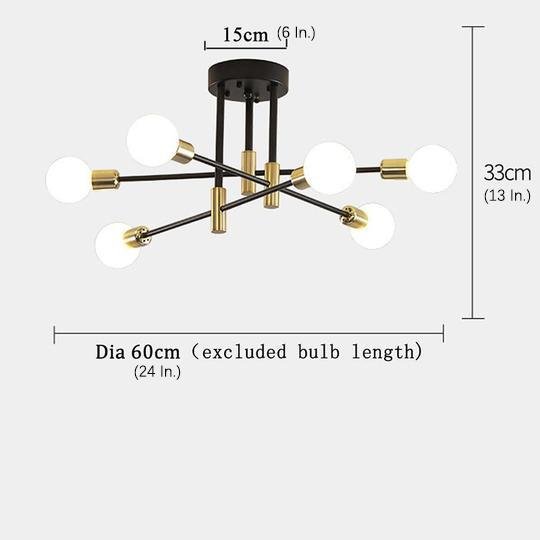 6-light LED Sputnik Design Nordic Semi-Flush Mount Lighting Chandelier - Lamp Outdoor