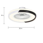 Circular Dimmable Flush Mount Bladeless Ceiling Fan with Light and Remote - Lamp Outdoor