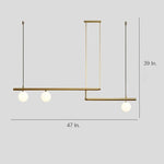 Minimalist Modern Linear Globe Pendant Lighting Copper Glass Kitchen & Dining Room Light - Lamp Outdoor