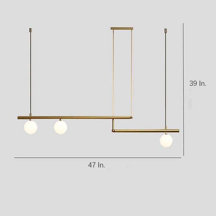 Minimalist Modern Linear Globe Pendant Lighting Copper Glass Kitchen & Dining Room Light - Lamp Outdoor