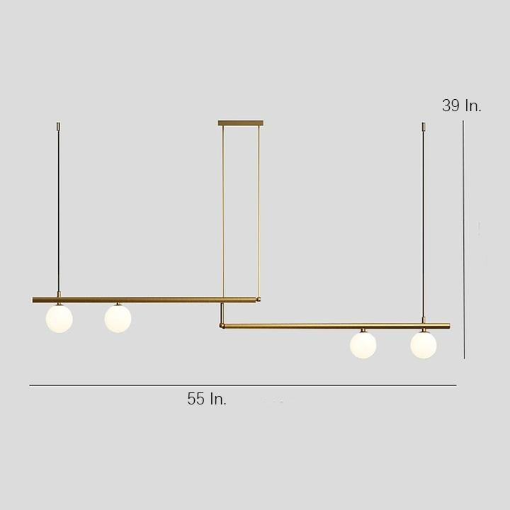 Minimalist Modern Linear Globe Pendant Lighting Copper Glass Kitchen & Dining Room Light - Lamp Outdoor