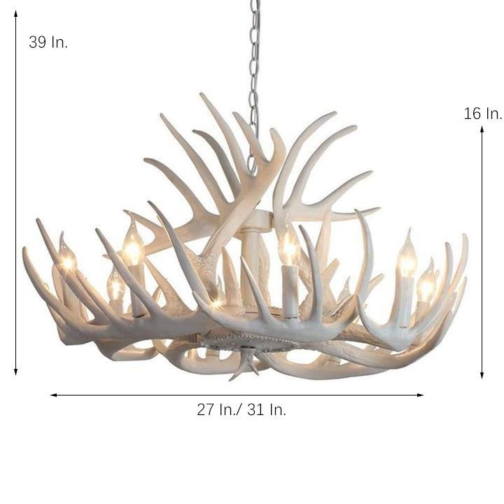 Vintage Antler Chandelier with Candle Lights - 4/6/8 Lights - Lamp Outdoor
