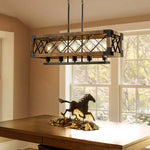 Rustic Industrial Linear Chandelier for Dining Rooms Farmhouse Rectangular/Square Light Fixture - Lamp Outdoor