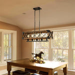 Rustic Industrial Linear Chandelier for Dining Rooms Farmhouse Rectangular/Square Light Fixture - Lamp Outdoor