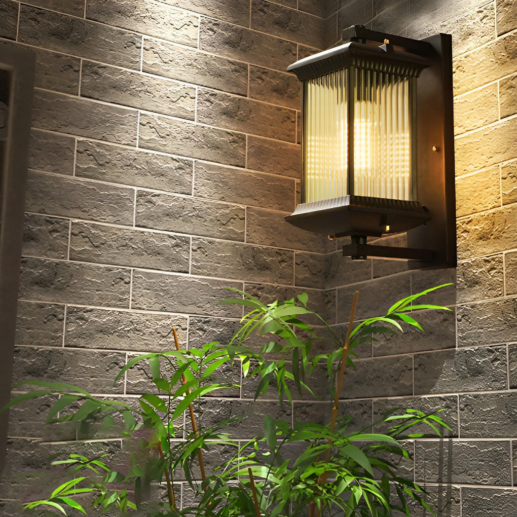 Outdoor Waterproof Creative Glass Shade Brown Retro Exterior Wall Lights | Dazuma