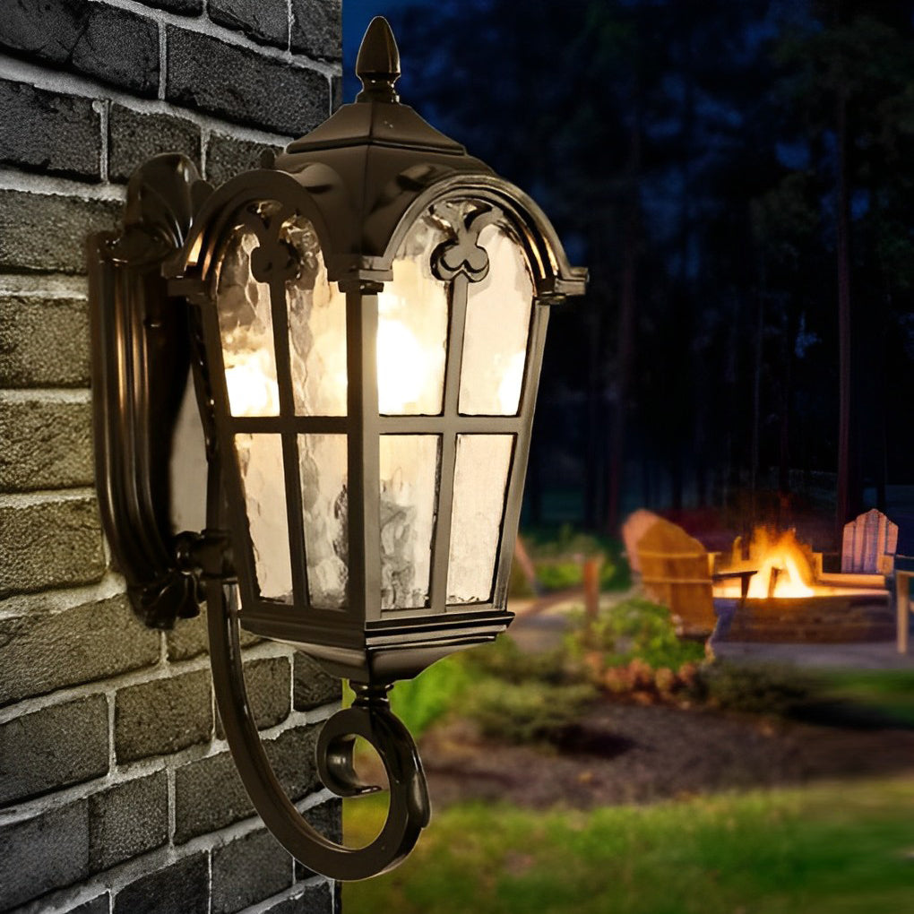 Vintage Glass Waterproof Black European-style Outdoor Wall Lamp Exterior Lights | Dazuma