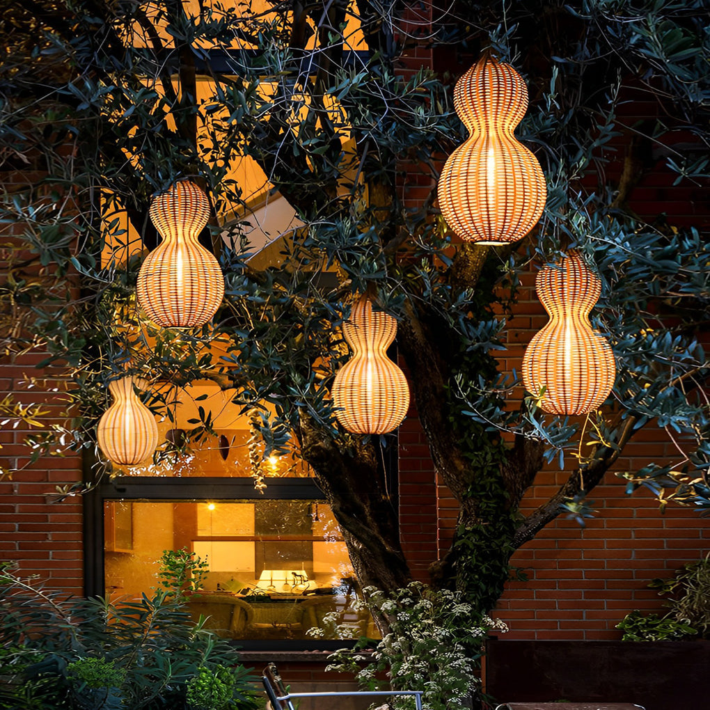 Rattan Gourd Waterproof Retro Outdoor Chandelier Porch Lights Wall Lamp | Dazuma