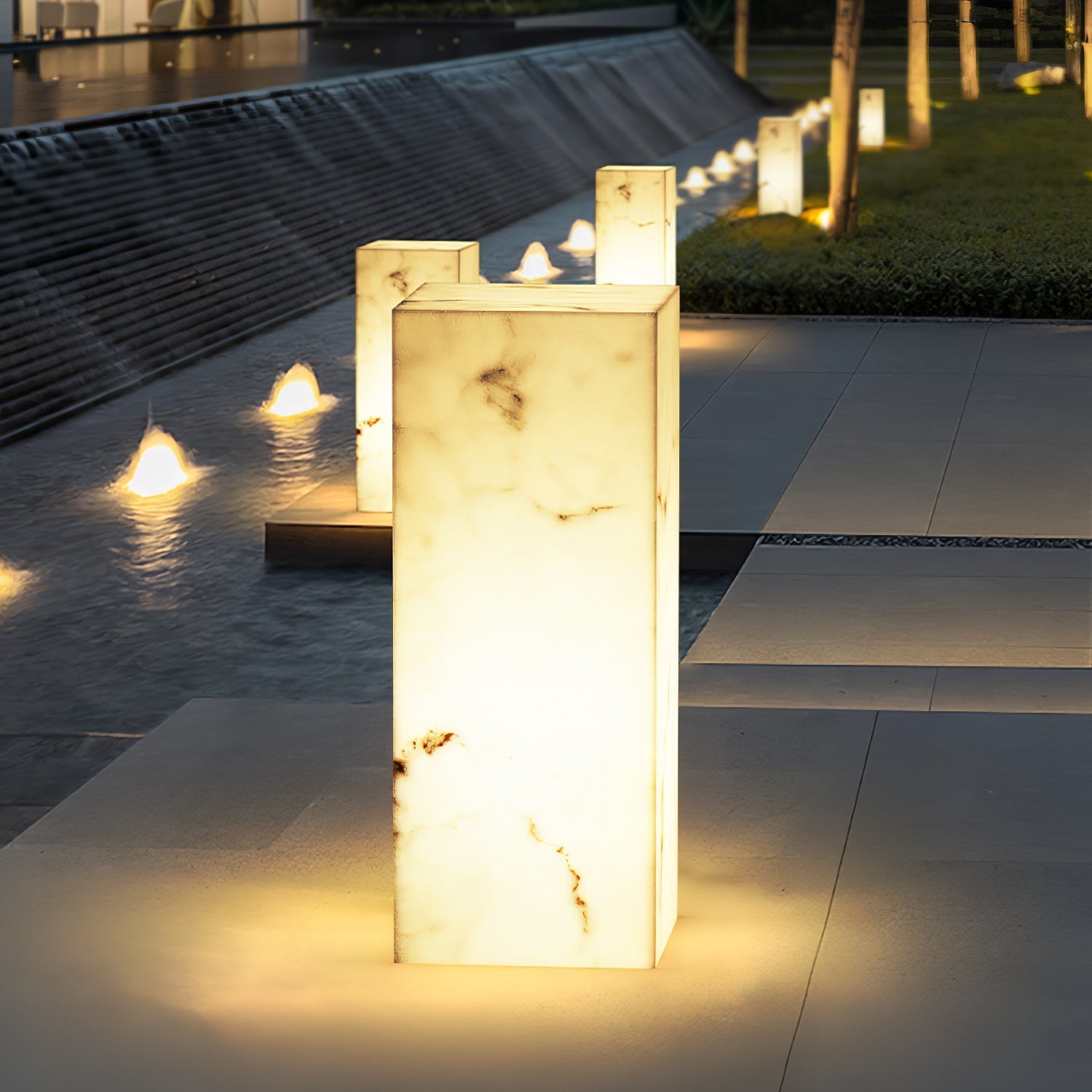 Ray Imitation Marble Cube Outdoor Light - Lamp Outdoor