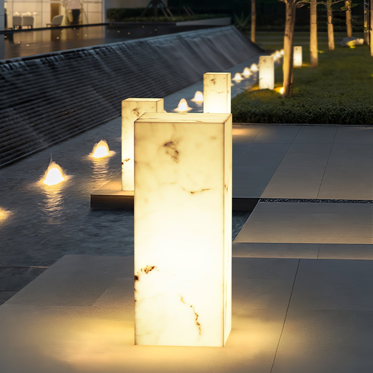 Ray Imitation Marble Cube Outdoor Light - Lamp Outdoor