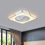 21'' LED Round Square Flush Mount Bladeless Ceiling Fan Lights - Lamp Outdoor